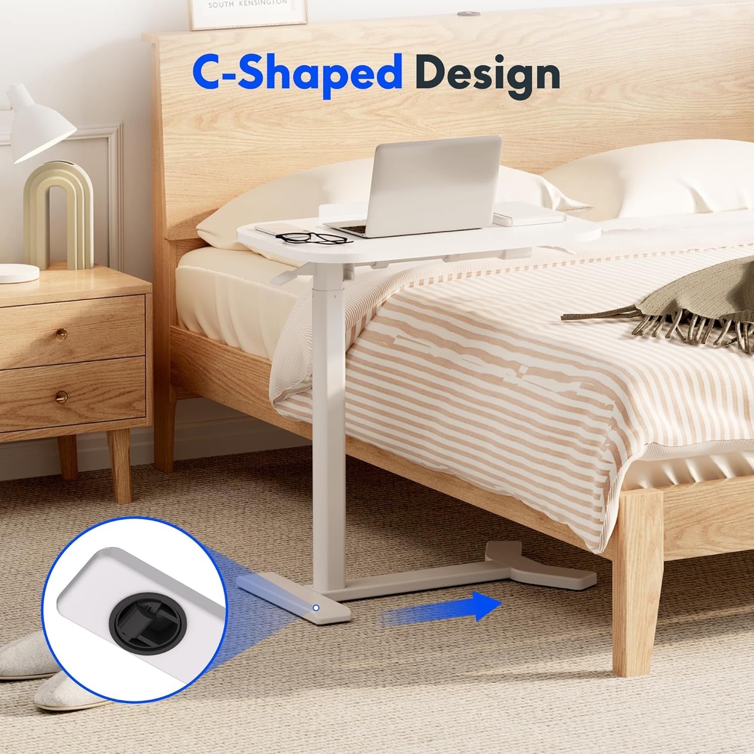 Standing Desk Adjustable Overbed Table Sit Stand Laptop Desk 60x40cm