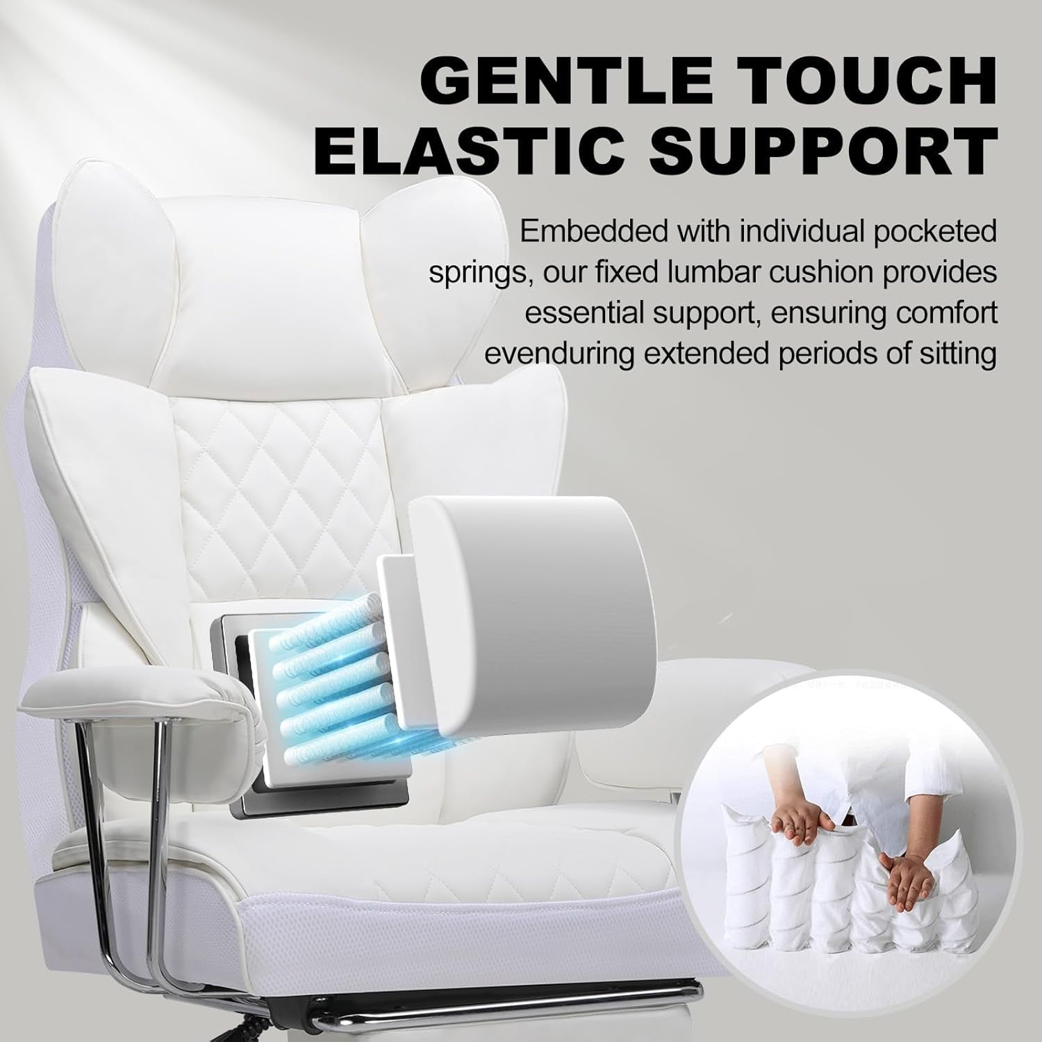 Ergonomic White Gaming Chair Executive Office Desk Seat Recliner Footrest