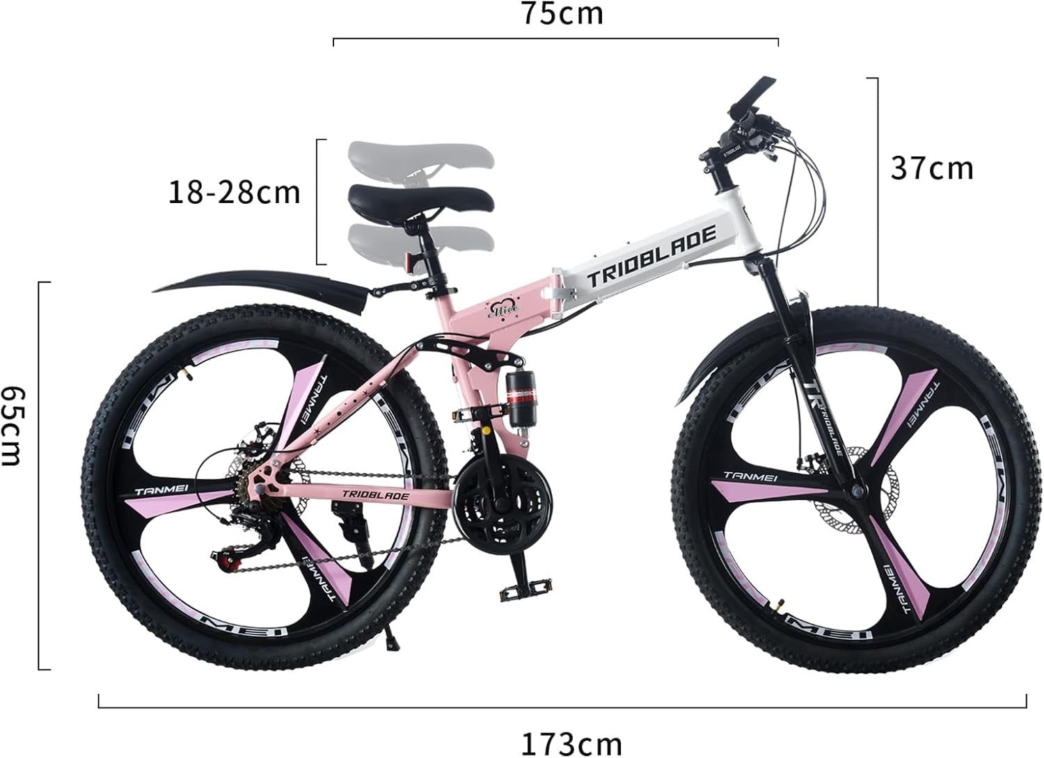 27.5" Folding Mountain Bike 21-Speed Dual Suspension 3-Spoke MTB