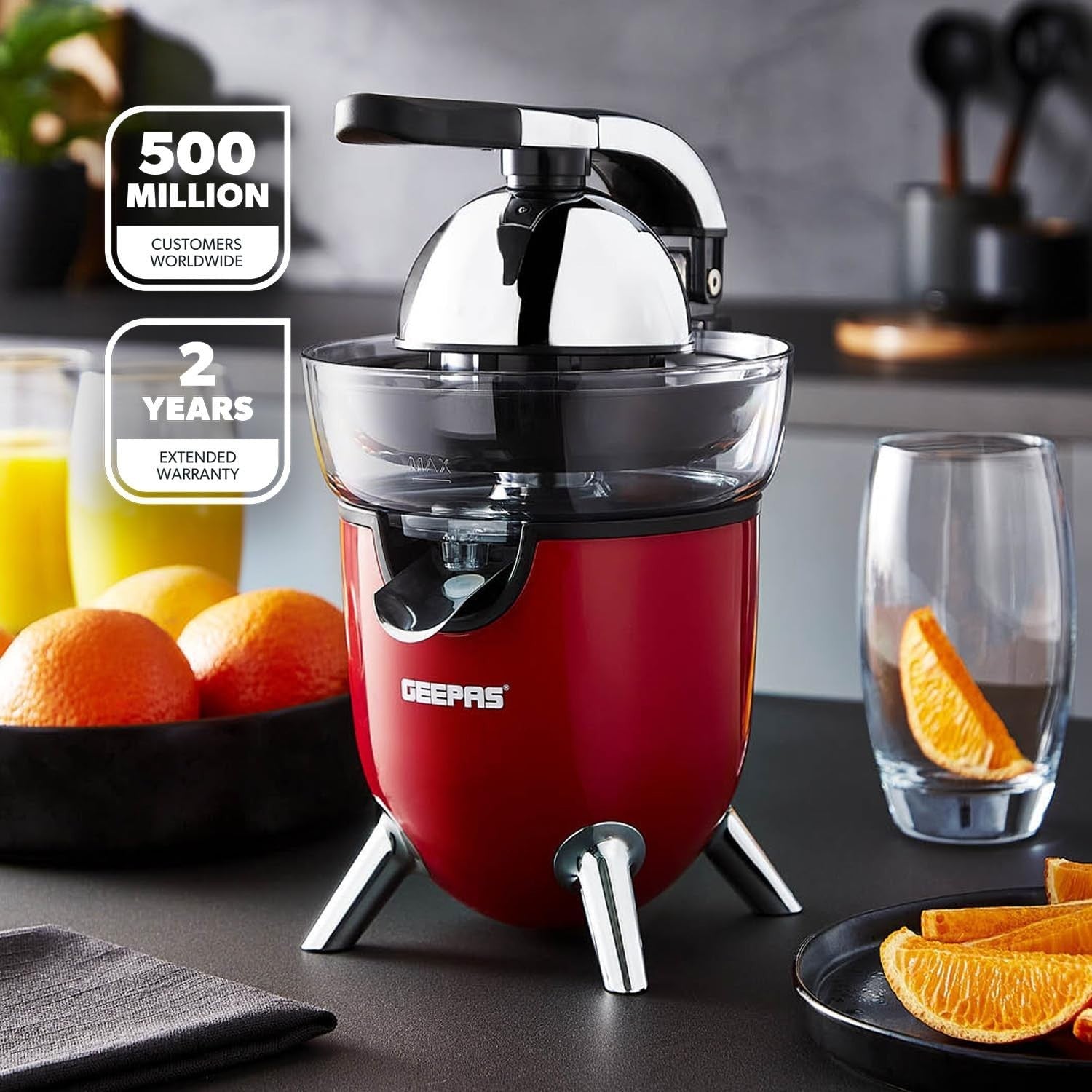 Electric Citrus Juicer 100W Quiet Motor 1.2L Jug Dual Cones Anti Drip
