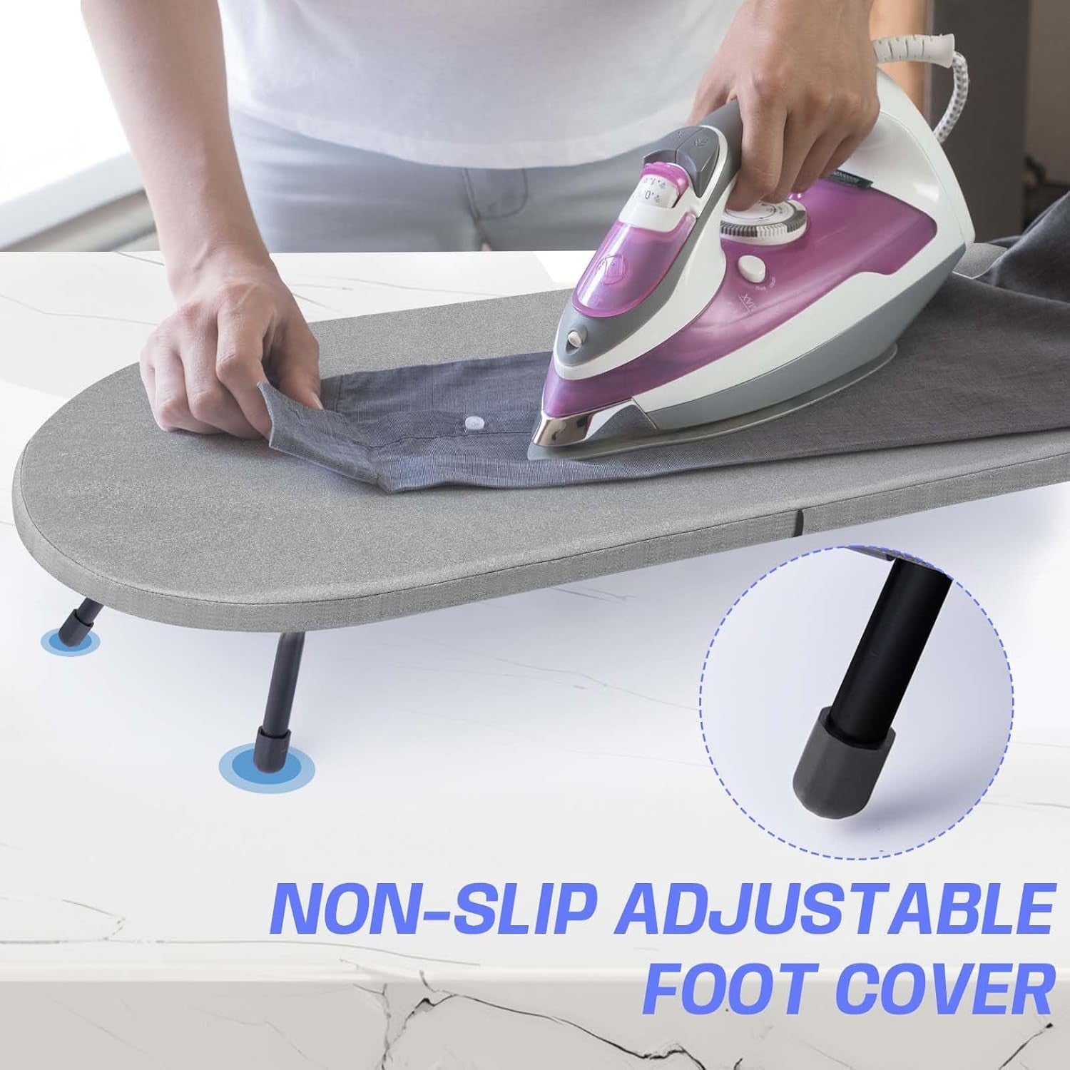 Tabletop Ironing Board with Iron Rest Foldable Mini Travel Grey