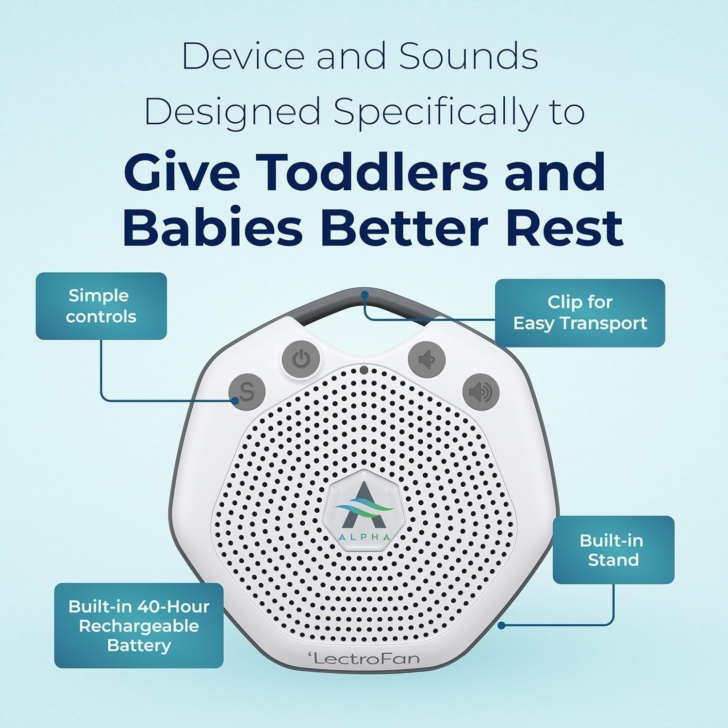 Portable White Noise Sleep Machine 7 Non-Looping Sounds Rechargeable