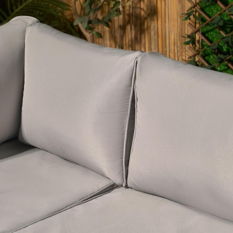 5 Seater Rattan Garden Corner Sofa Set with Table Grey Outdoor Furniture