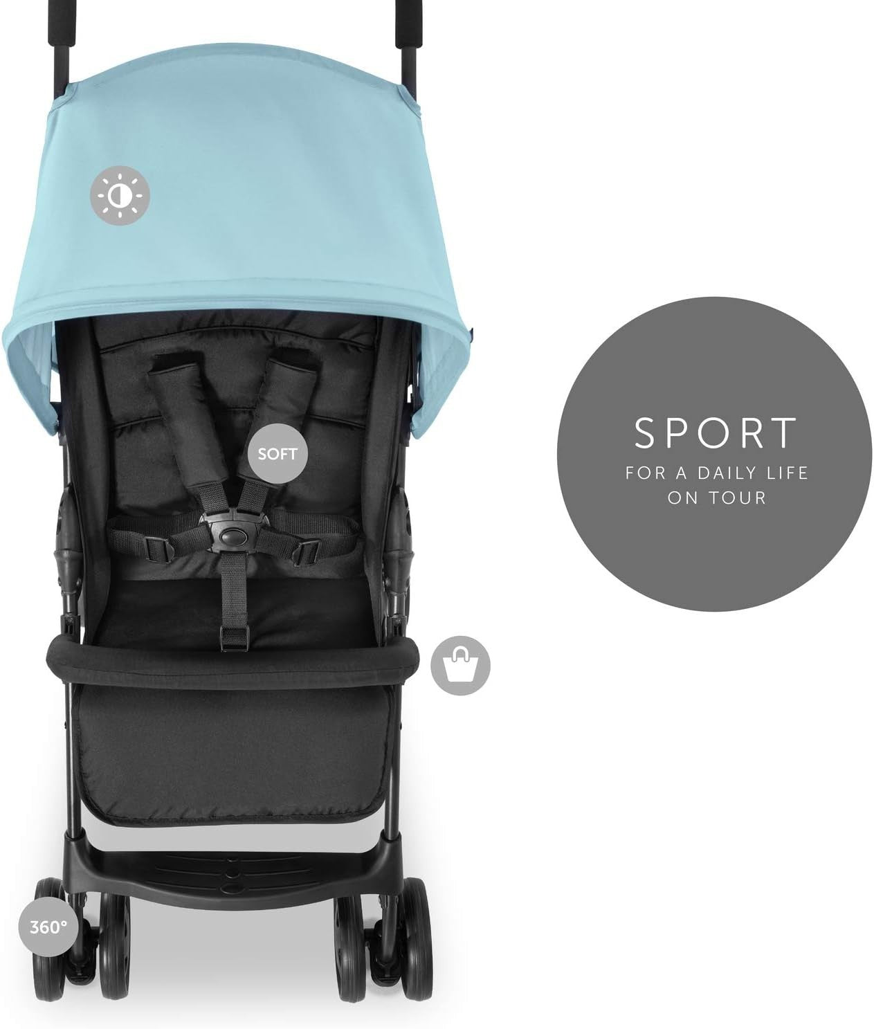 Lightweight Travel Pushchair 5.9kg Compact Foldable Reclining Stroller Blue