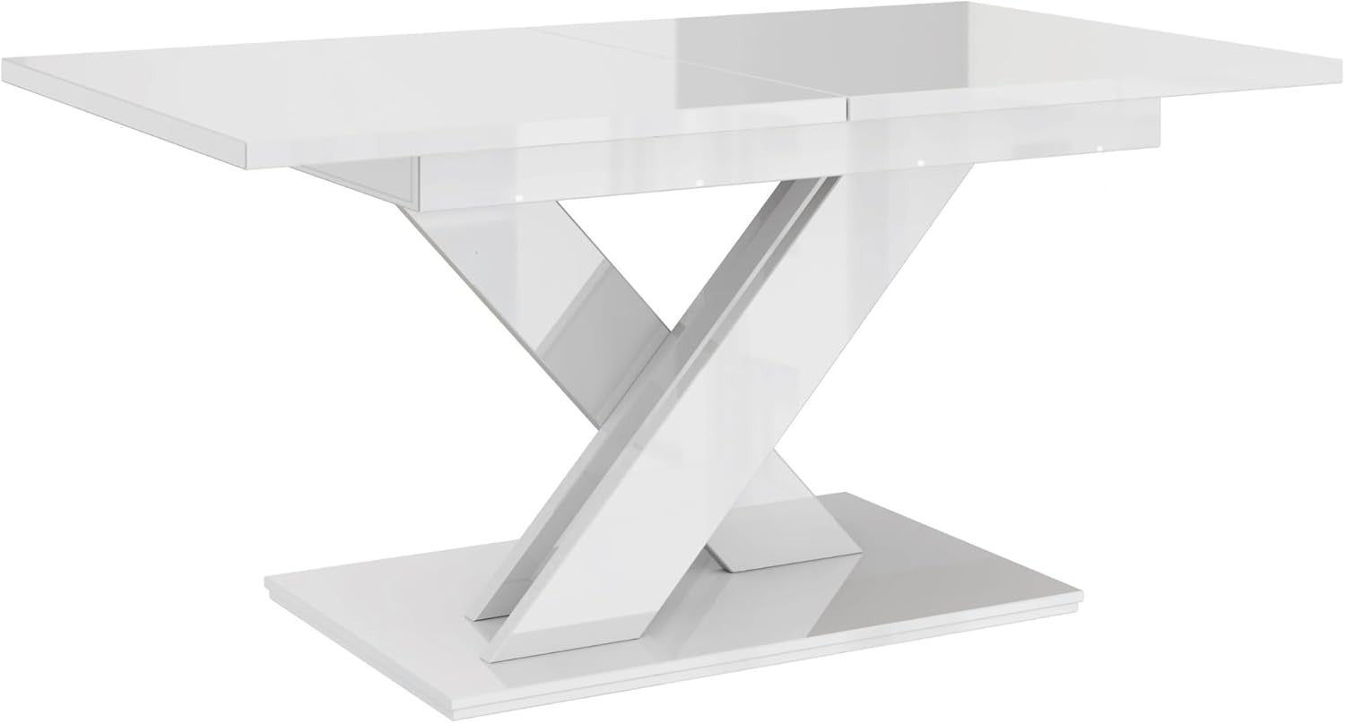 Extendable White Gloss Dining Table 140-180cm Modern Foldable Kitchen