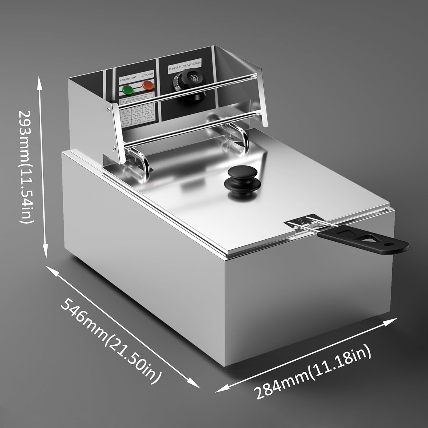 10L Deep Fat Fryer 2500W Electric Stainless Steel Countertop Fryer