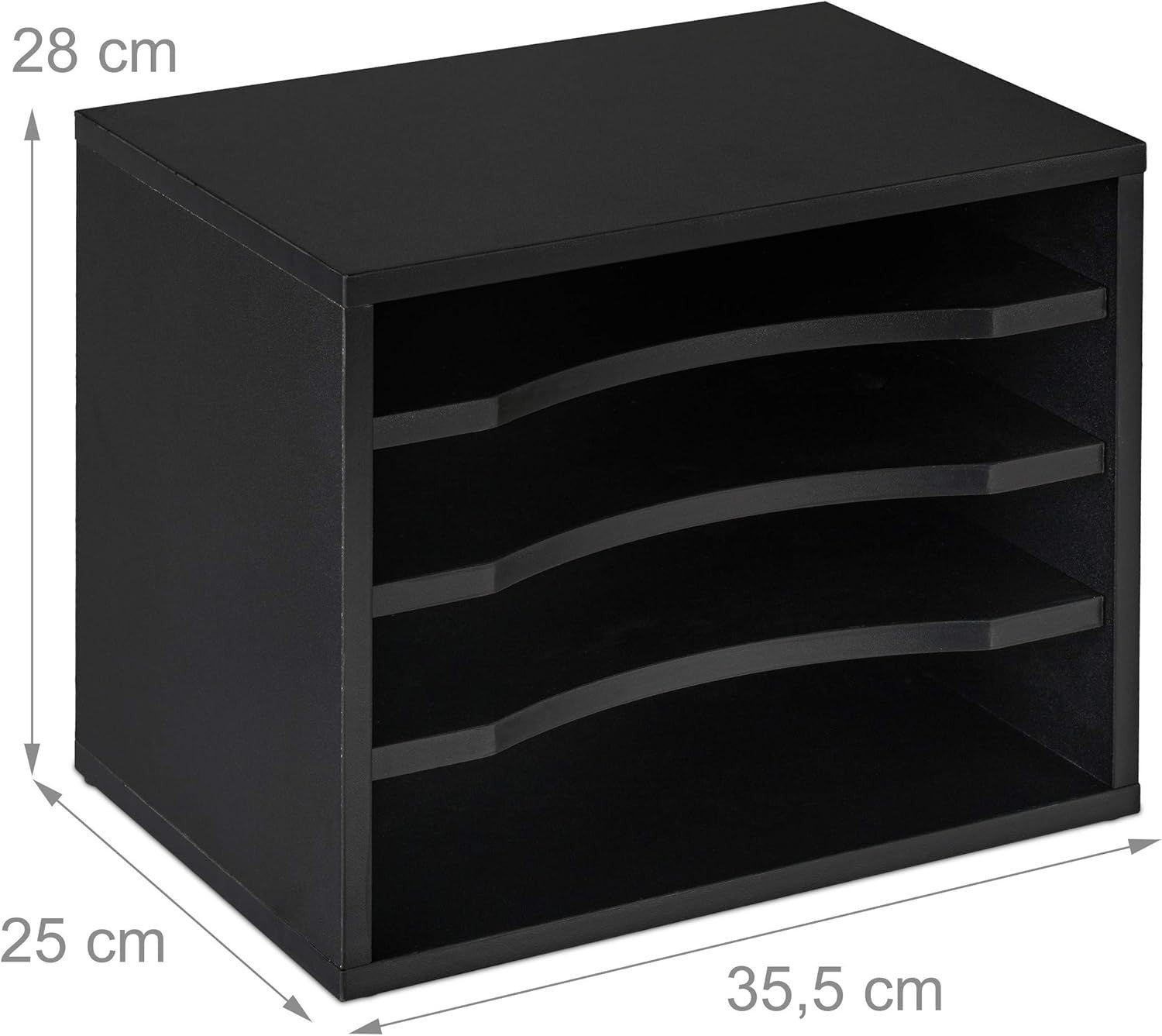 4-Tier Desk Organizer Document Tray | Large A4 Paper Storage, Black