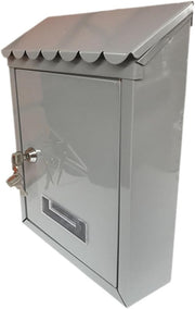 Lockable Tinplate Mailbox Silver Wall Mount Weatherproof Vintage Post Box