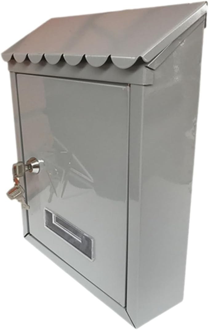 Lockable Tinplate Mailbox Silver Wall Mount Weatherproof Vintage Post Box