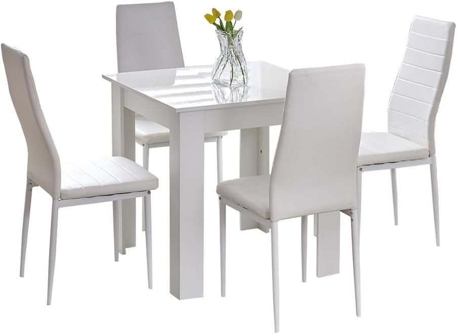Modern 3-Piece Dining Table Set Small Space Square Wooden Table + 2 Chairs