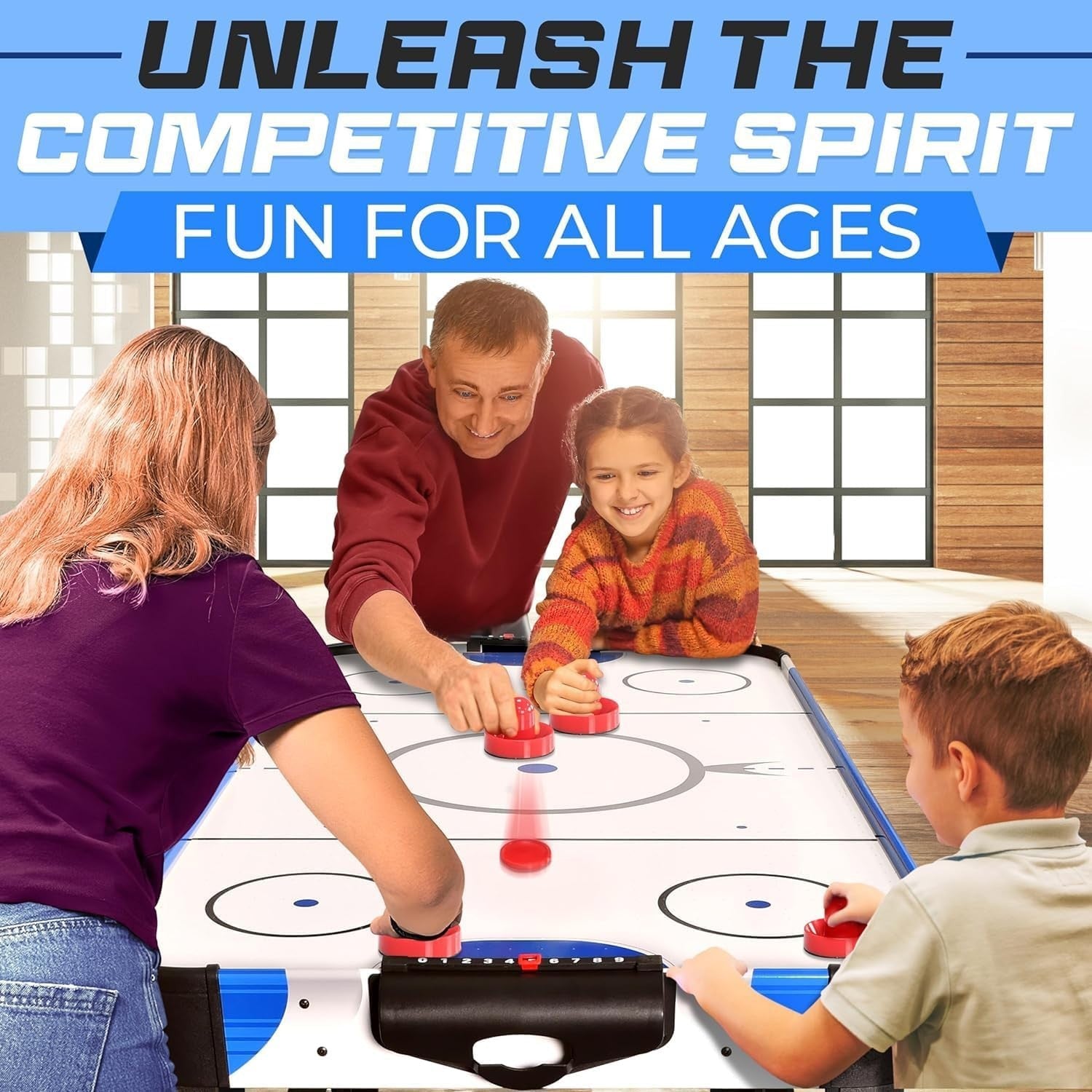 4.5ft Air Hockey Table LED Scoreboard 12V Motor 2–4 Players