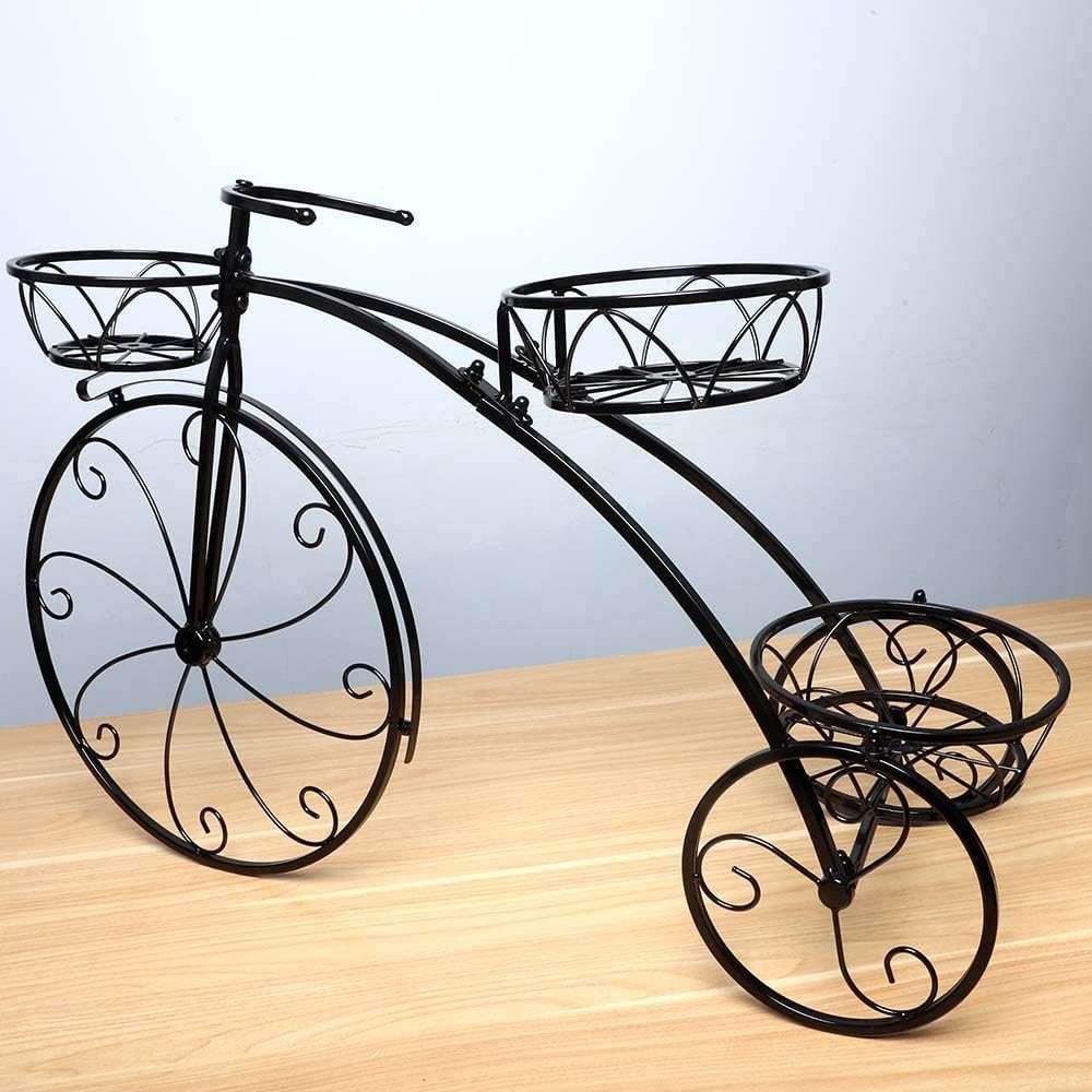 3 Tier Bicycle Plant Stand Metal Flower Pot Holder Indoor Outdoor Display Rack