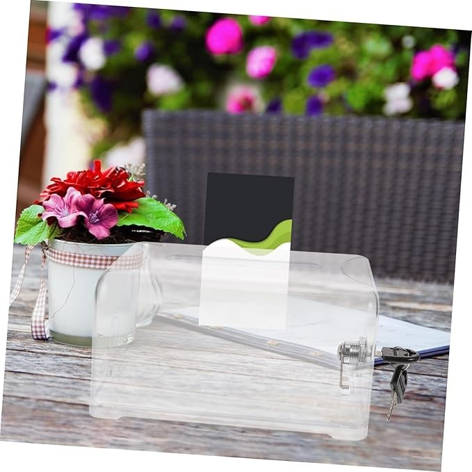 Clear Acrylic Donation Box with Lock – Secure Ballot Fundraising Suggestion Drop