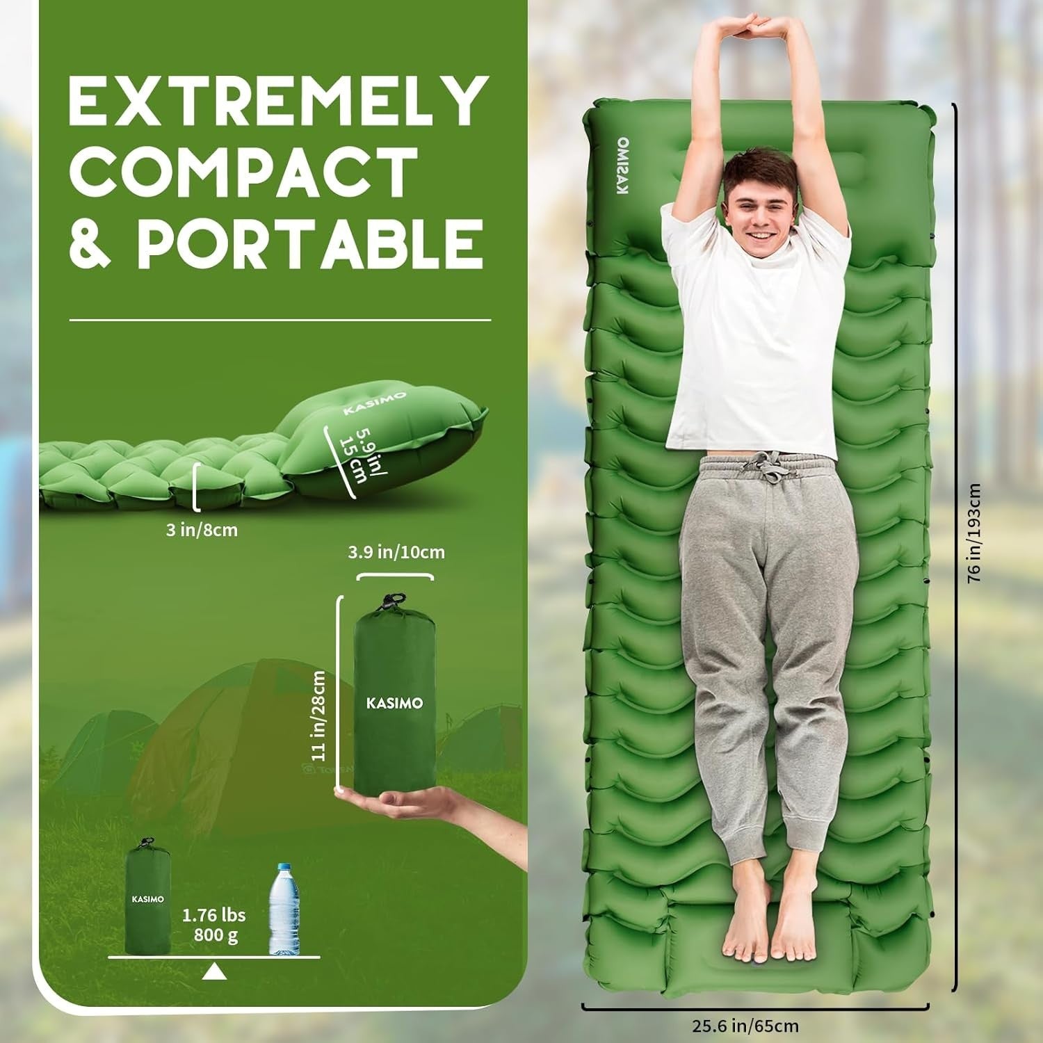 Ultralight Self-Inflating Camping Mat with Pillow | Portable Hiking Bed
