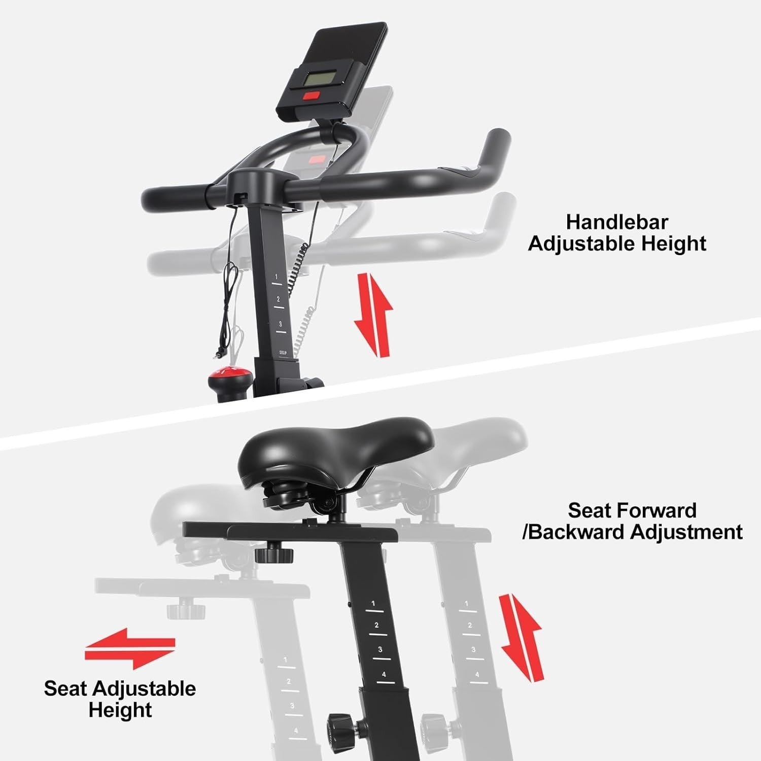 Silent Magnetic Spin Bike w/ LCD Display, Heart Rate Sensor & Adjustable Seat