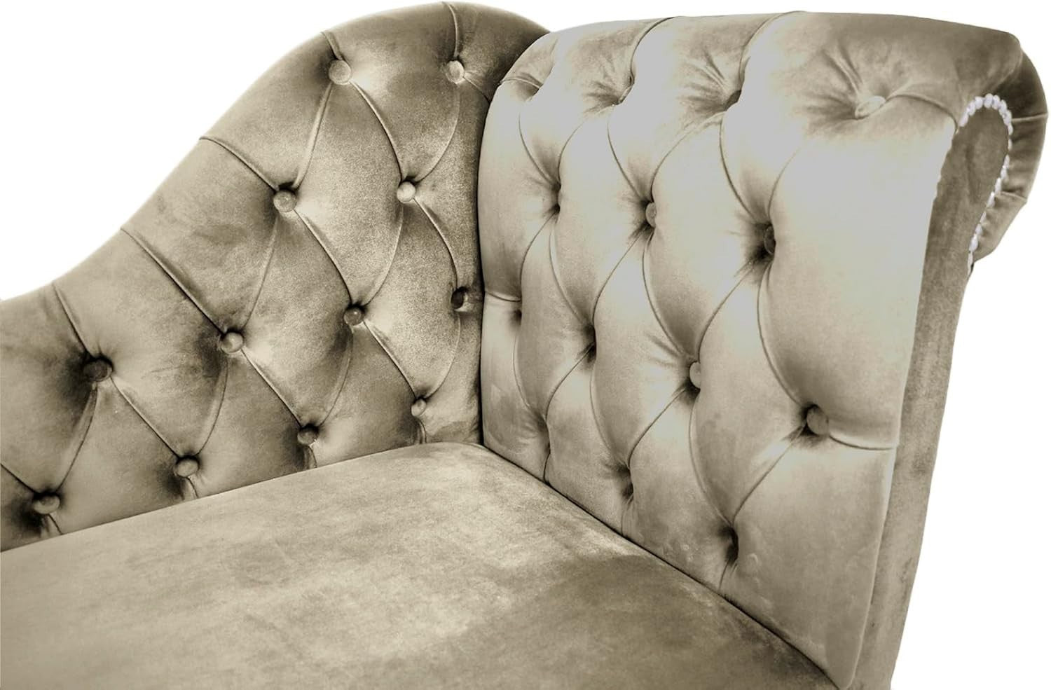 Velvet Tufted Chaise Lounge Sofa Right Hand – Handmade Comfort & Durable Build