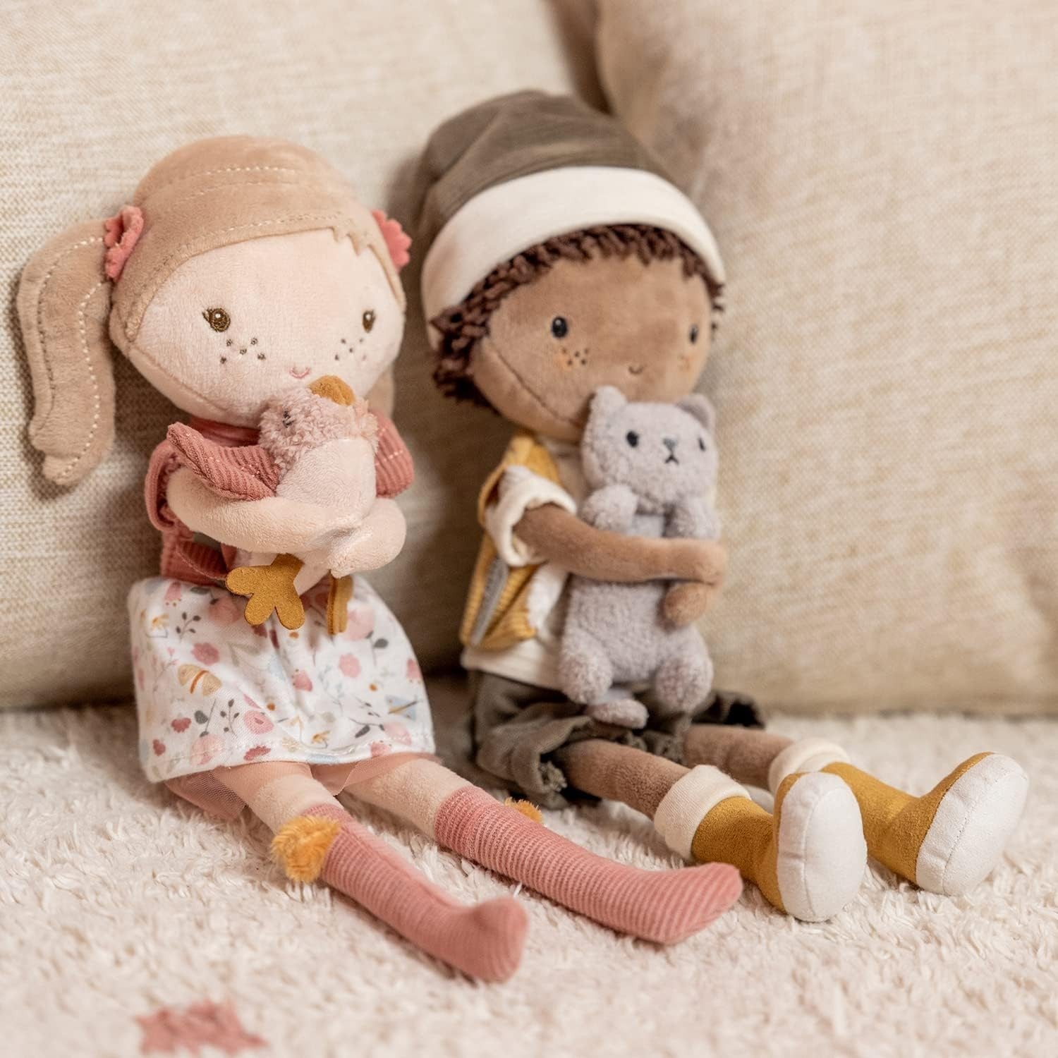 35cm Rag Doll Soft Cuddly Plush Toy with Bird Companion Baby Gift