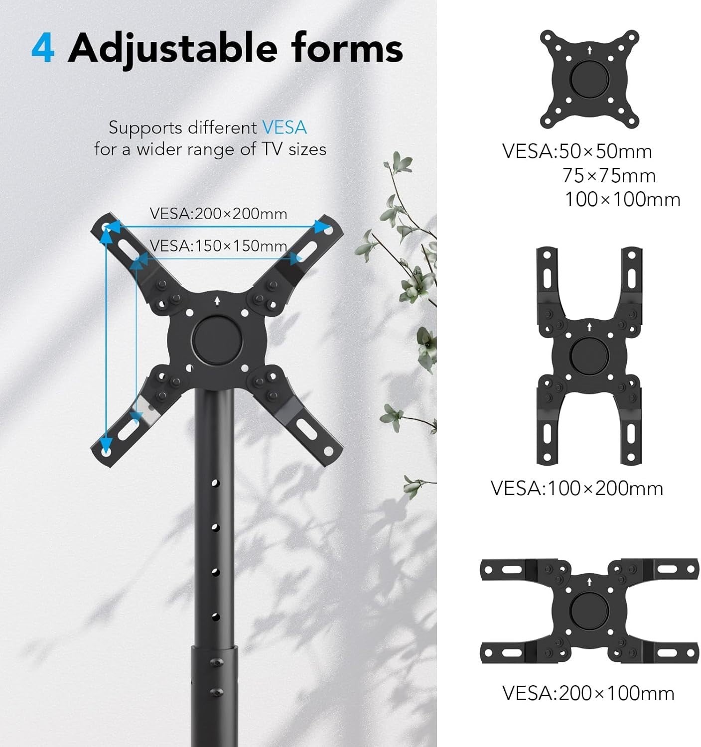 Adjustable Mobile TV Floor Stand 13-50" Swivel Mount for LCD LED TVs up to 35kg