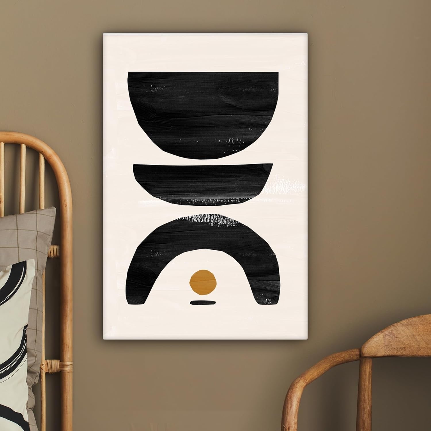 Abstract Black Beige Canvas Wall Art 40x60cm Framed Modern Print