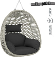 Rattan Hanging Egg Chair with Soft Thick Cushion & Head Pillow for Garden Patio