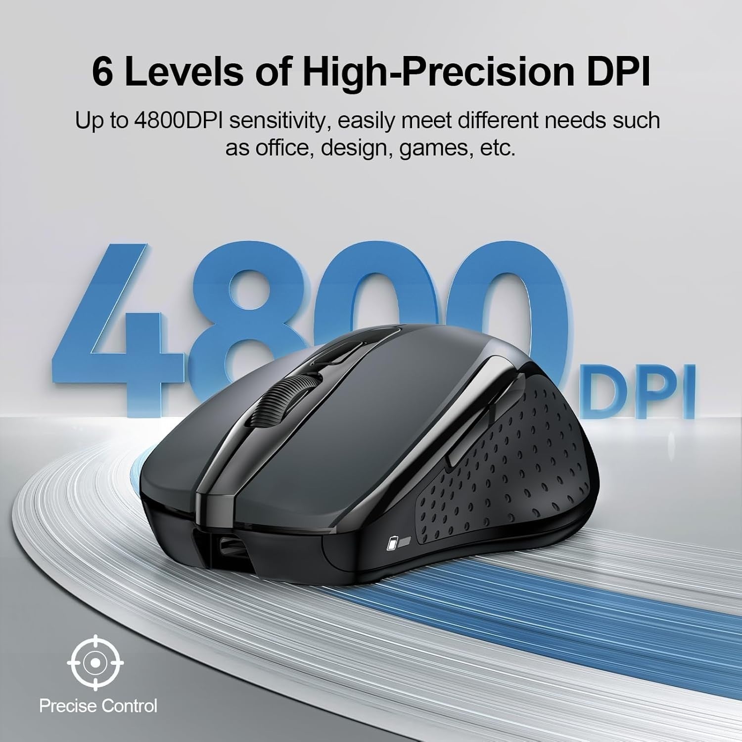 Rechargeable Wireless Mouse 4800DPI Silent Click Ergonomic USB Laptop PC