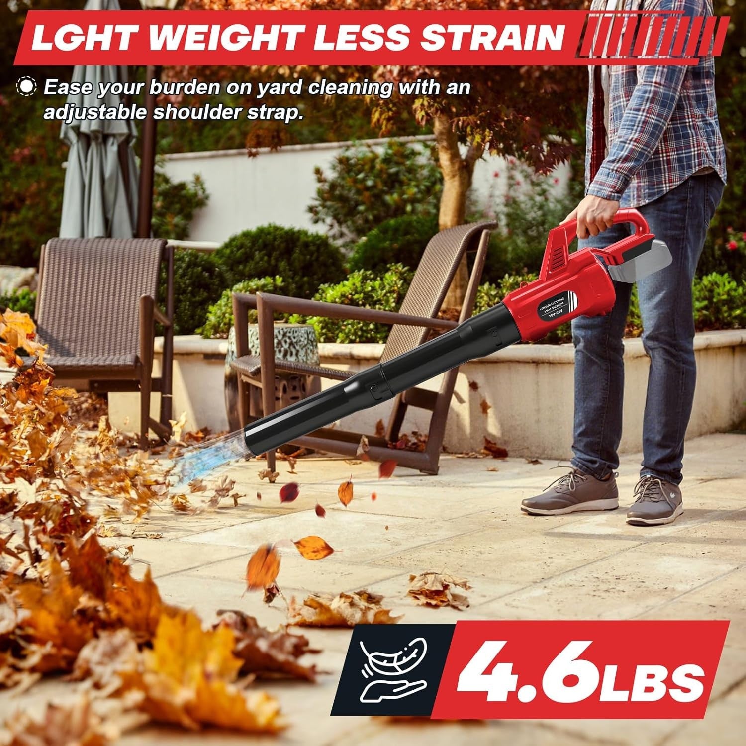 18V Cordless Leaf Blower Turbo Boost 33m/s Variable Speed Garden Tool