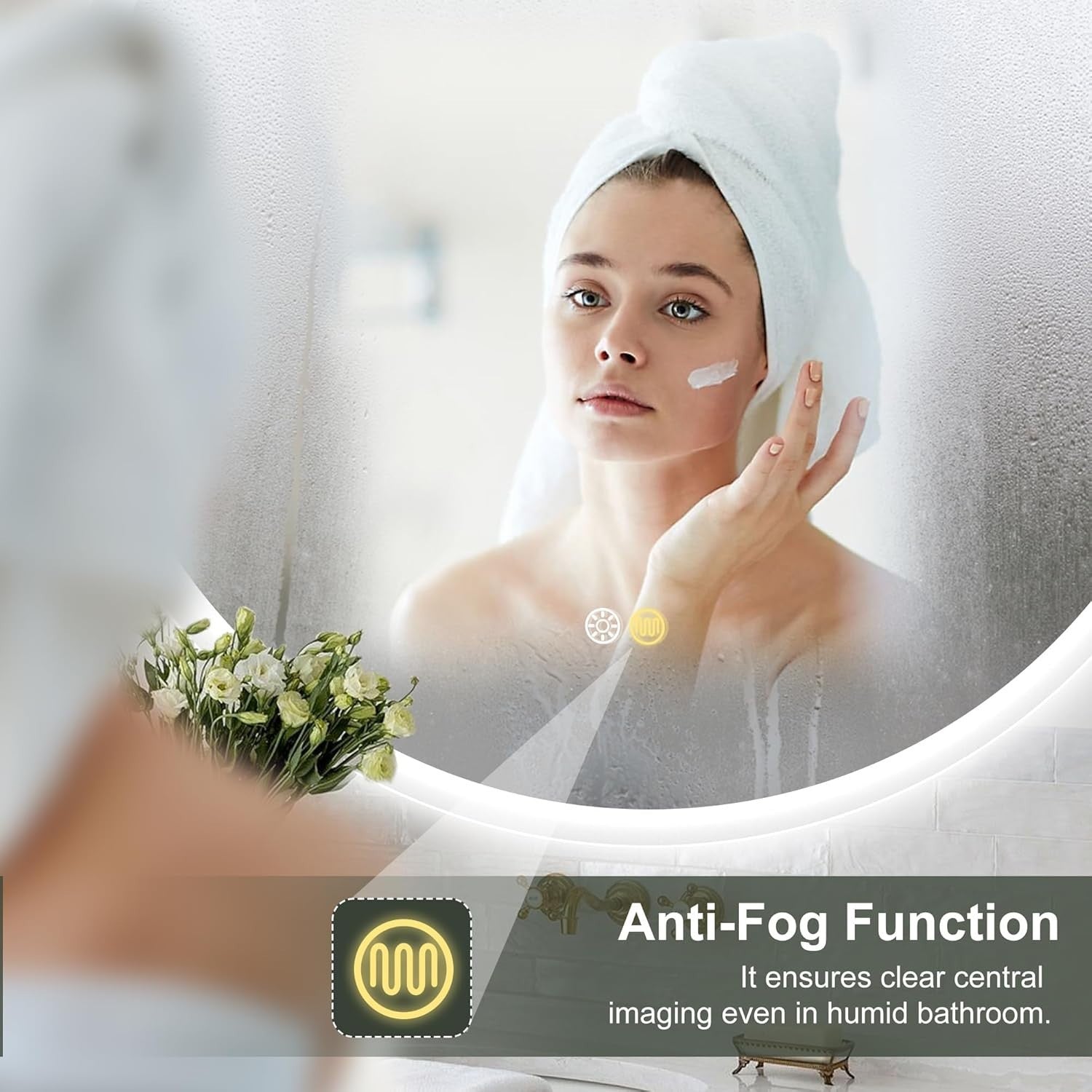 LED Bathroom Mirror 80x80cm Bluetooth Anti-Fog Dimmable Touch