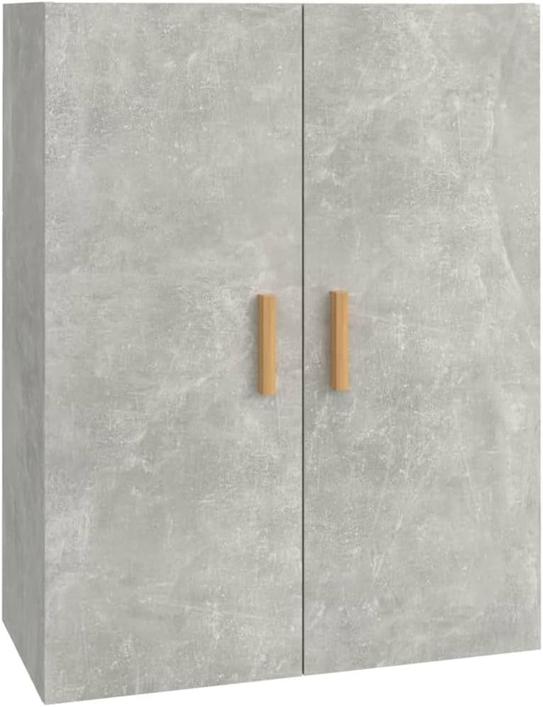 Grey Wall Cabinet Storage Unit with Doors, 3 Compartments, Modern Look