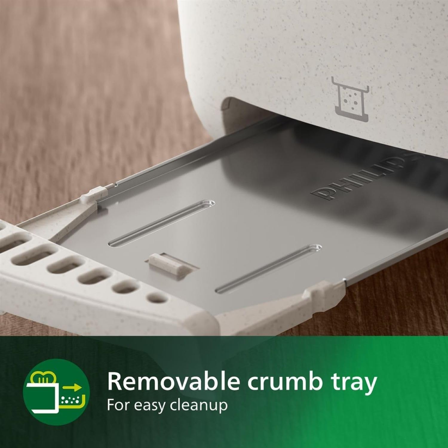 Eco-Friendly 8-Setting Toaster with Bun Warmer, Removable Crumb Tray & Wood