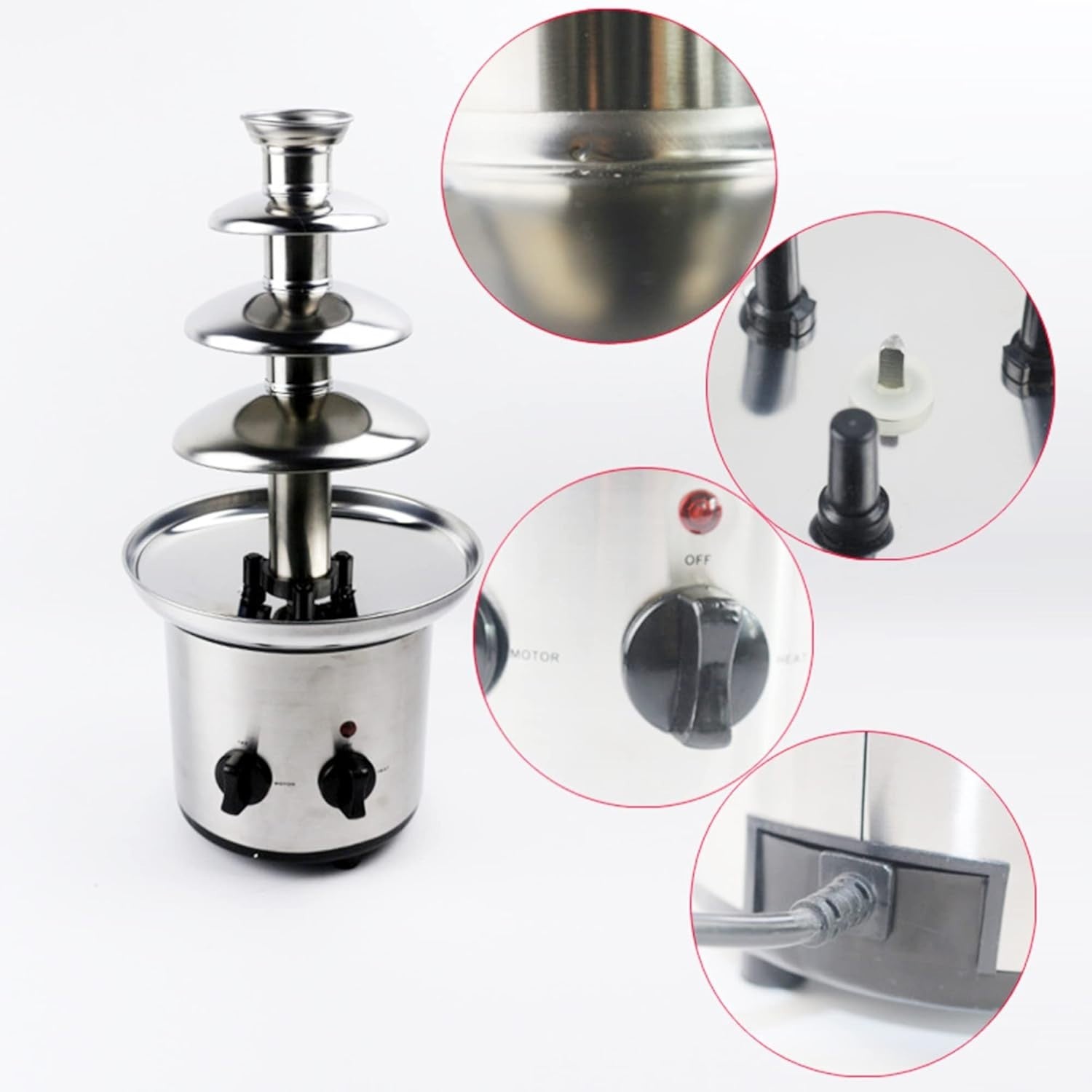 Electric Chocolate Fountain 3 Tier Stainless Steel Fondue Machine