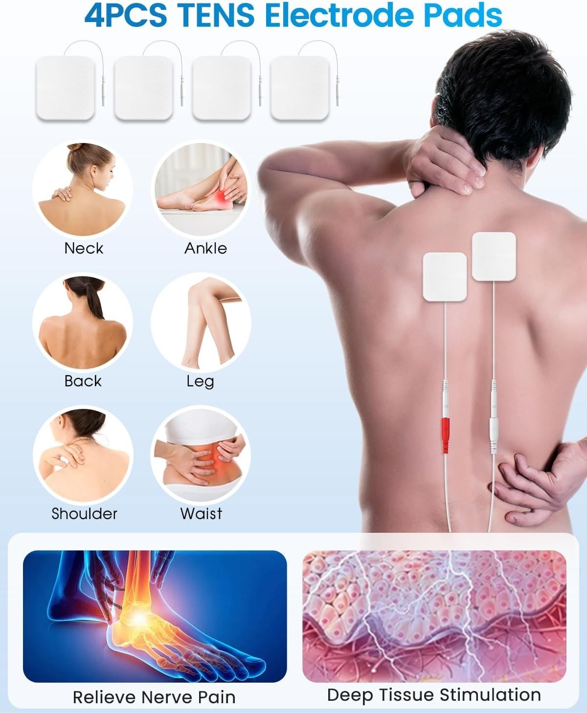 EMS Foot Massager Circulation Booster Pain Relief TENS Pads Machine