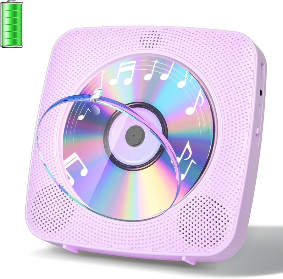 Desktop CD Player Bluetooth Speakers FM Radio USB AUX Remote Purple