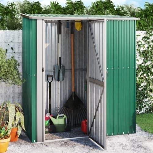 Metal Garden Shed Outdoor Storage House with Lockable Door Tool Organiser 210cm