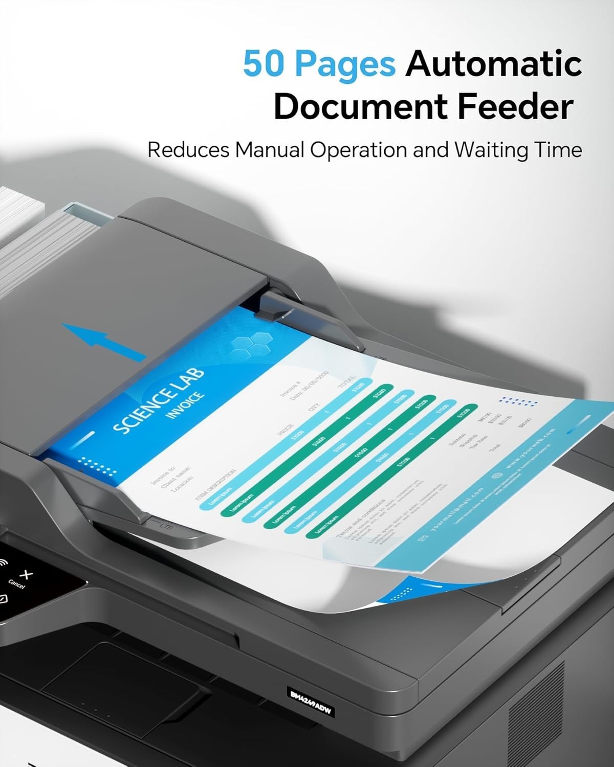 White Mono Laser Printer A4 30ppm 3-in-1 Auto Duplex WiFi USB