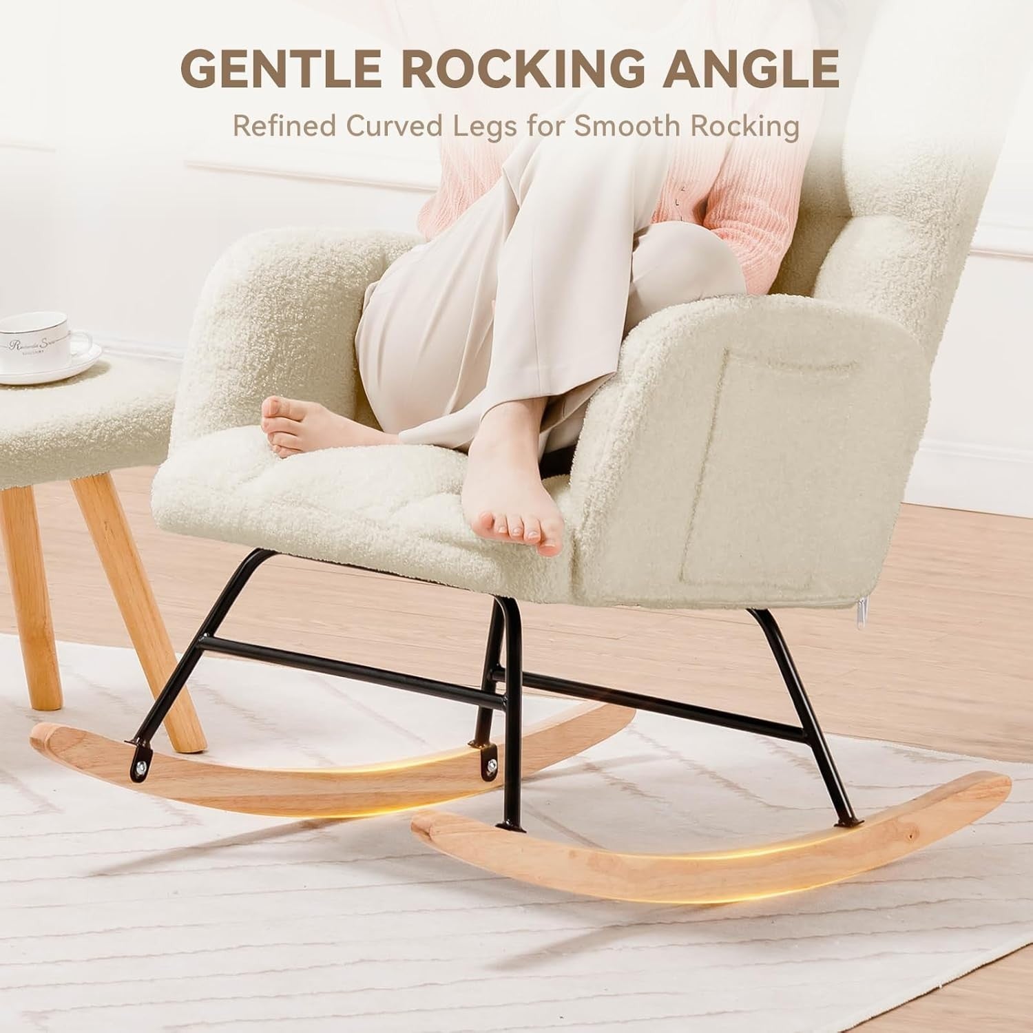 Teddy Rocking Chair with Footstool High Back Comfy Armchair Lounge