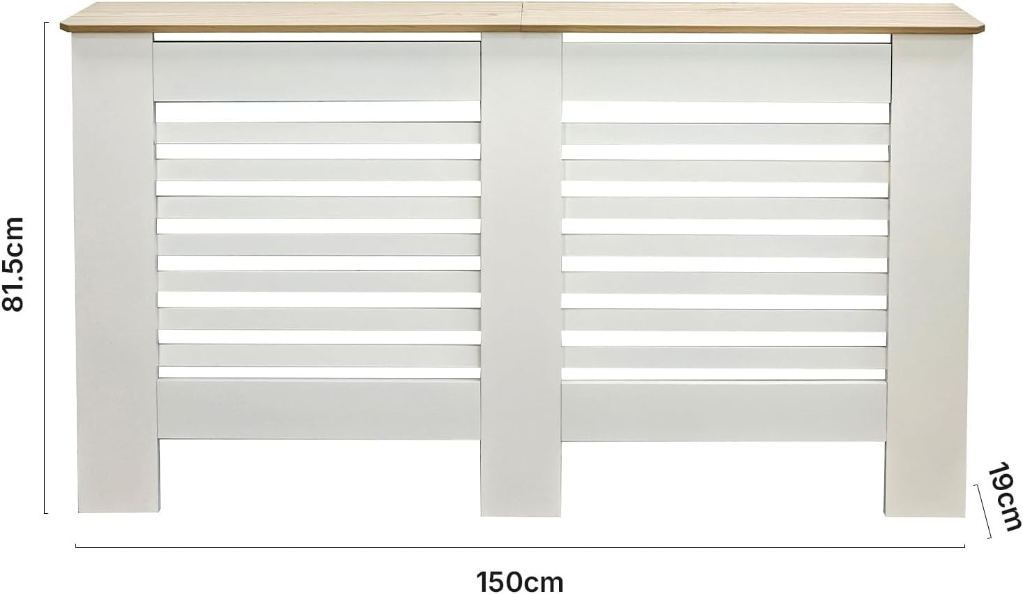 Large Cream Radiator Cover with Oak Top – Modern MDF Slatted Cabinet