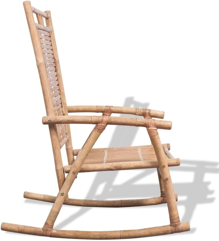 Weather-Resistant Bamboo Rocking Chair Easy Clean Natural Indoor Outdoor