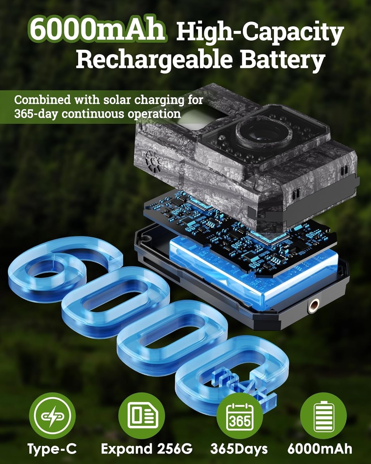 4K 64MP Solar Trail Camera WiFi Night Vision Motion Activated IP66