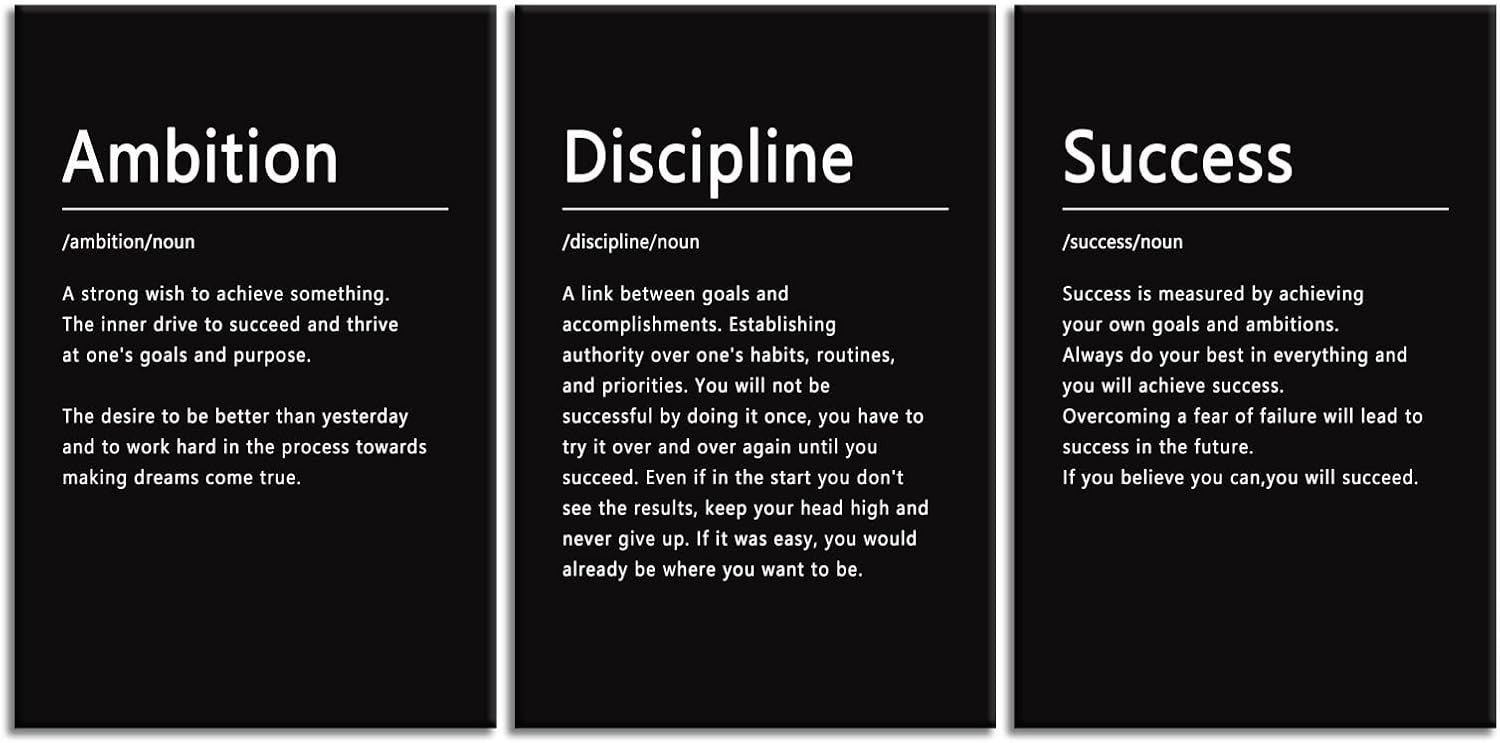 Motivational Canvas Wall Art 3 Panel 16x24