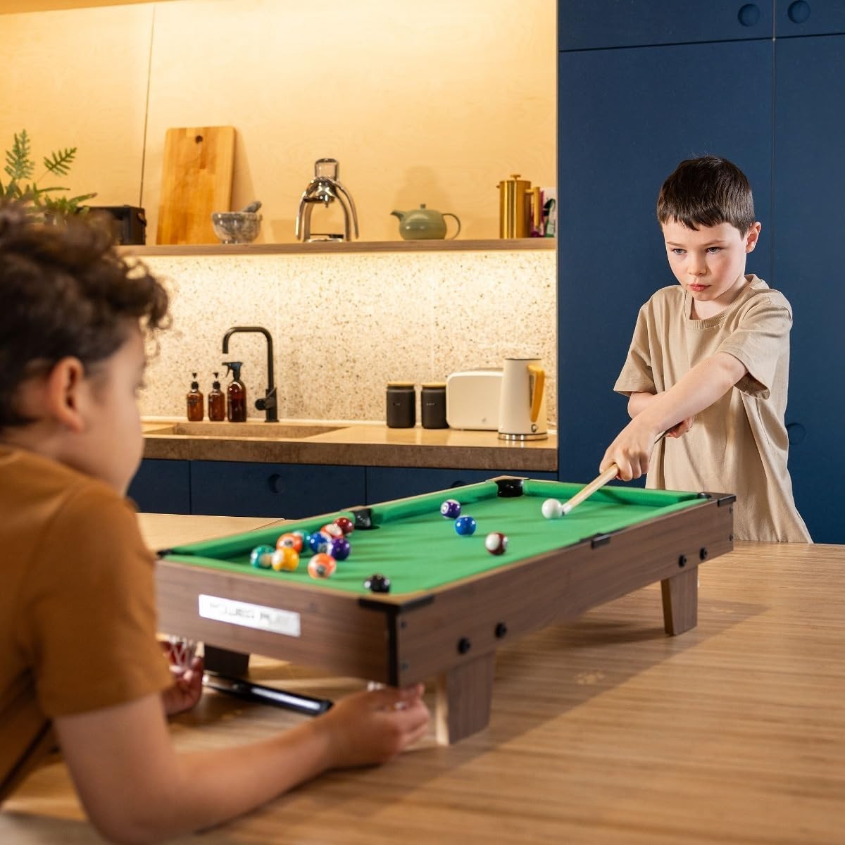 25in Tabletop Pool Table Game Portable Wooden Mini Billiards Set