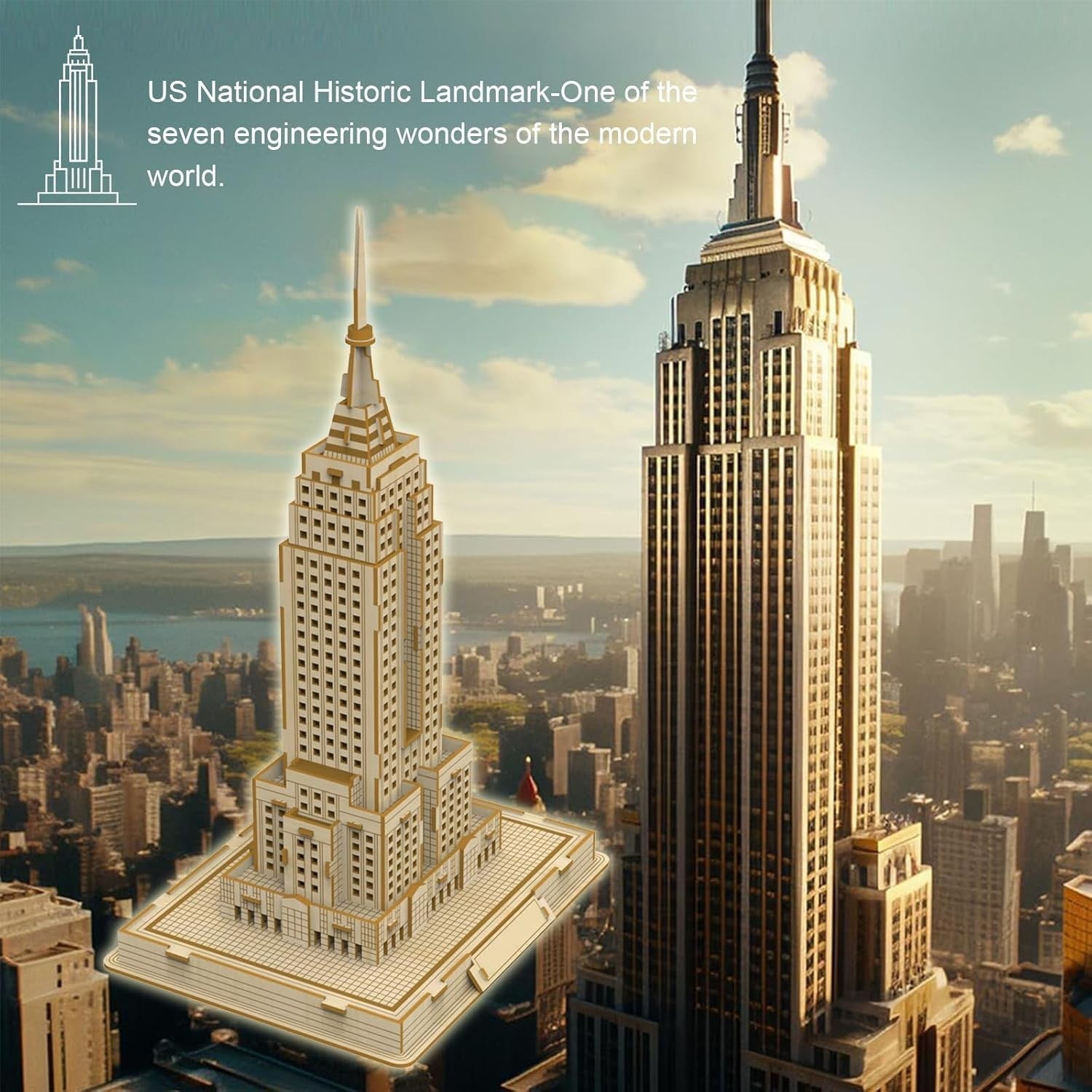3D Wooden New York Mansion Puzzle Model Kit, DIY Craft & Home Decor