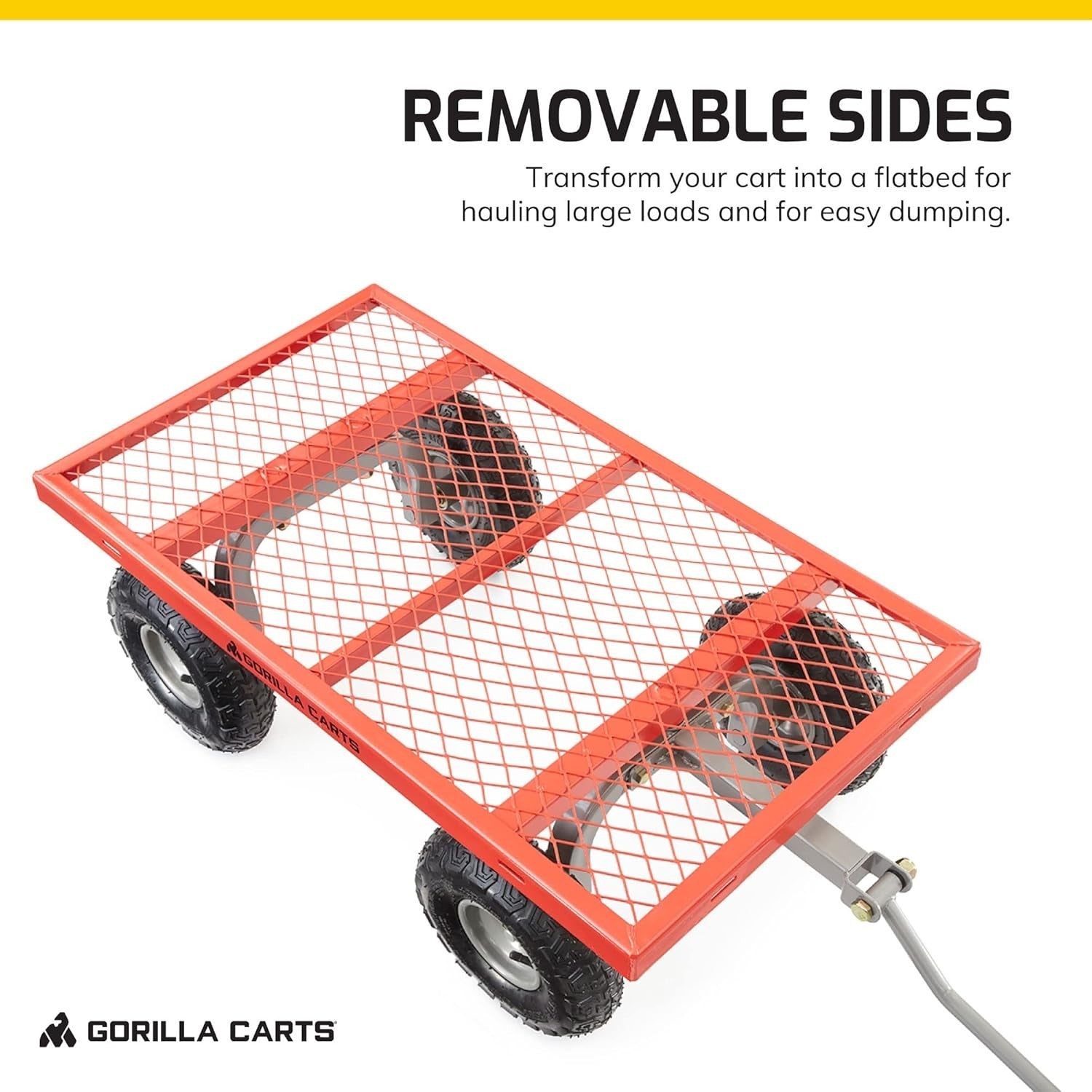 Heavy Duty 350kg Steel Garden Utility Wagon with Removable Sides & 10" Tires Red