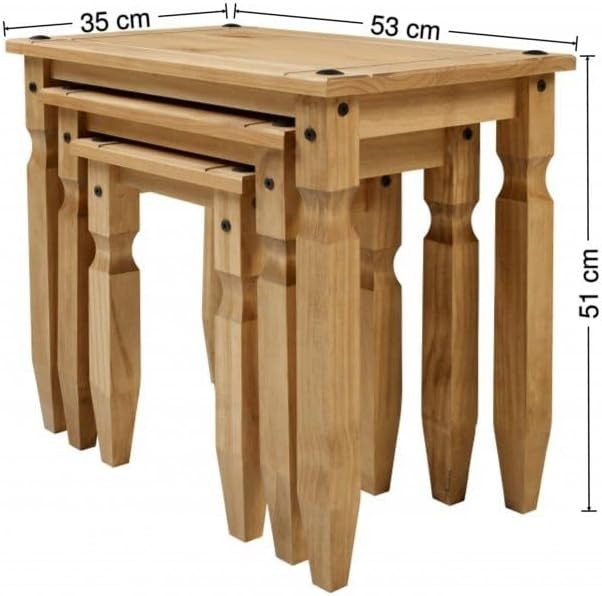 Antique Wax Pine Wood End Table Nightstand Solid Mexican Design Rectangular