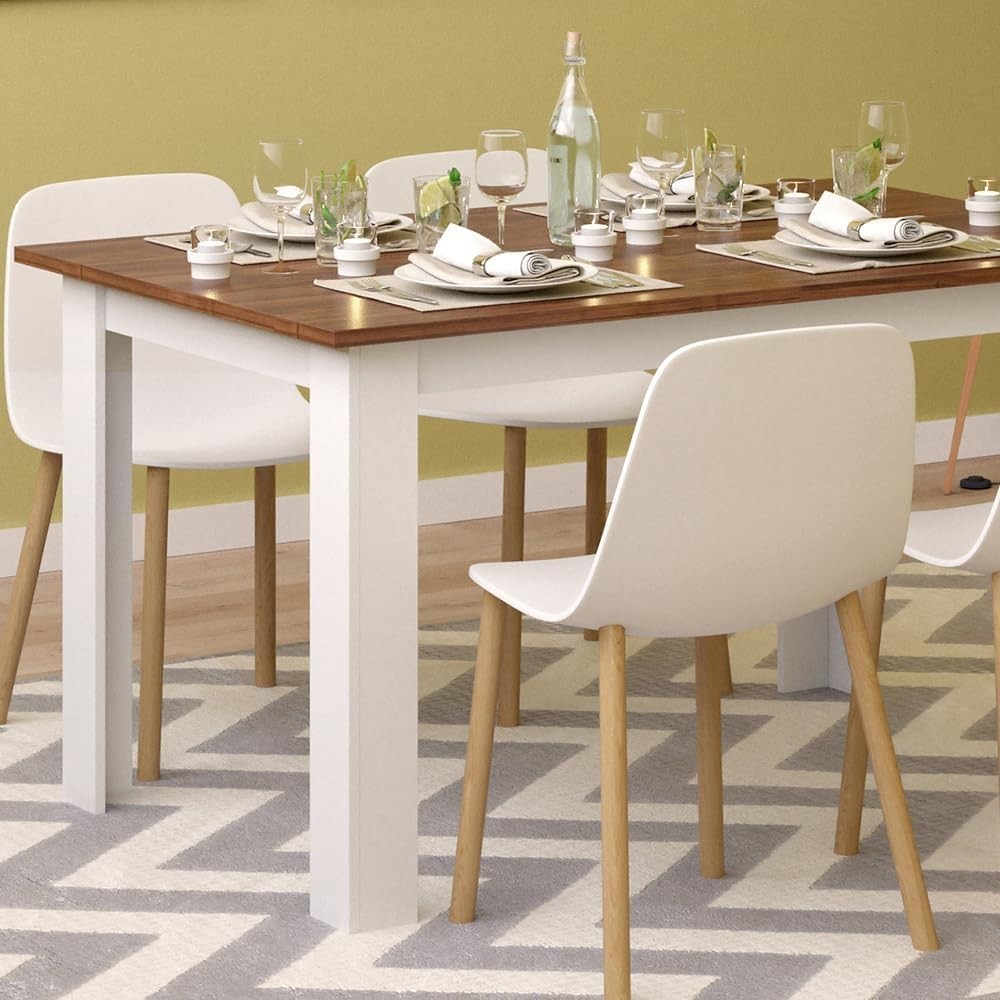 140cm Oak Dining Table Modern Rectangular Kitchen Table Black Legs Wood