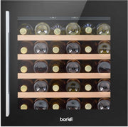 Built In Wine Cooler 36 Bottle Glass Door LED Touch Control Black 60cm