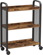 3 Tier Kitchen Trolley on Wheels Slim Rolling Storage Cart Metal Shelves