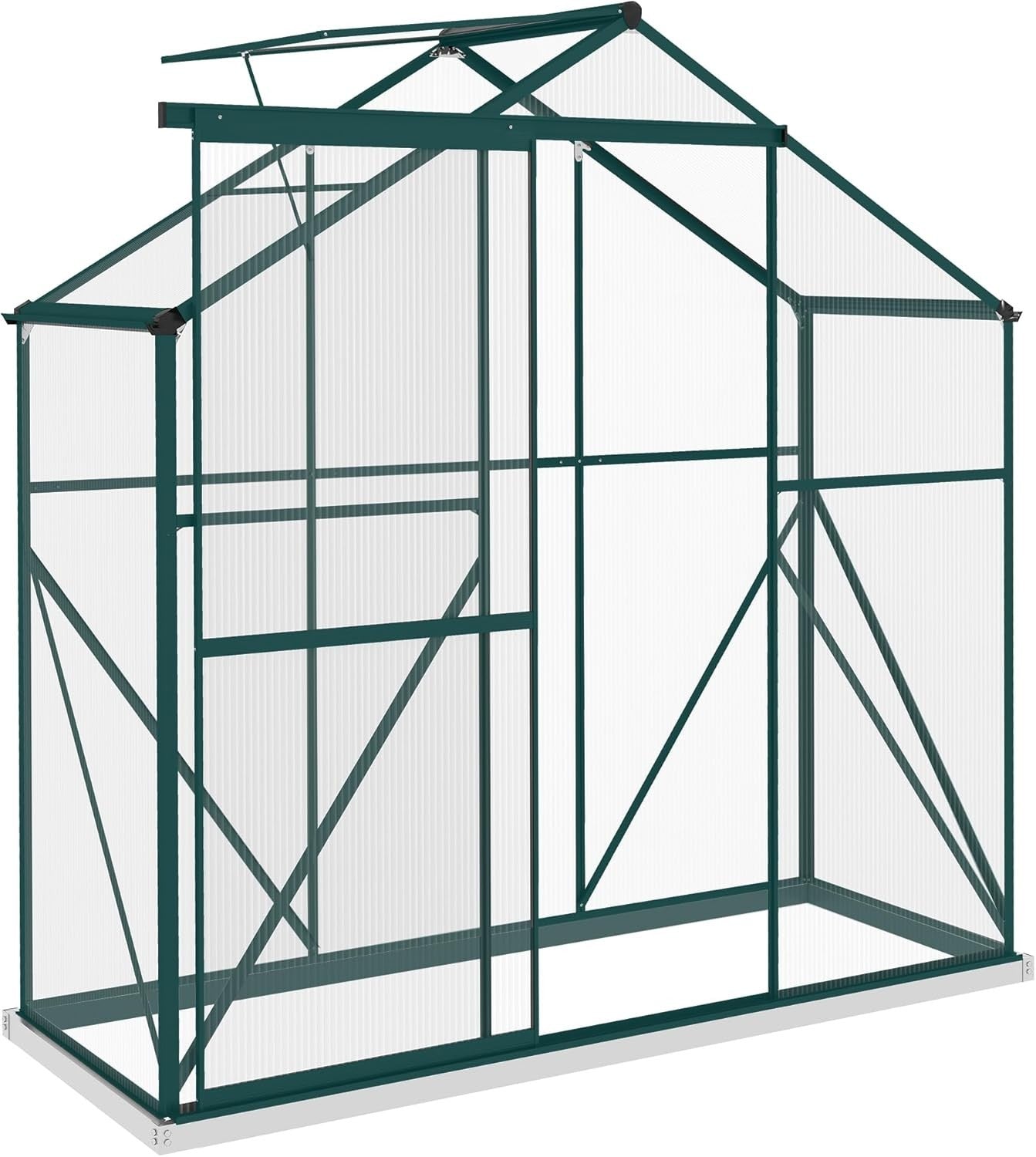 6x2.5ft Aluminium Greenhouse with Polycarbonate Panels & Sliding Door