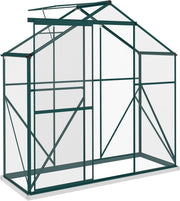 6x2.5ft Aluminium Greenhouse with Polycarbonate Panels & Sliding Door