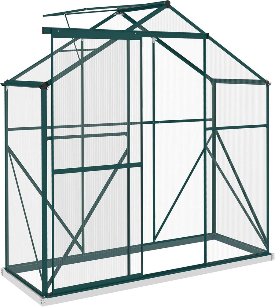 6x2.5ft Aluminium Greenhouse with Polycarbonate Panels & Sliding Door