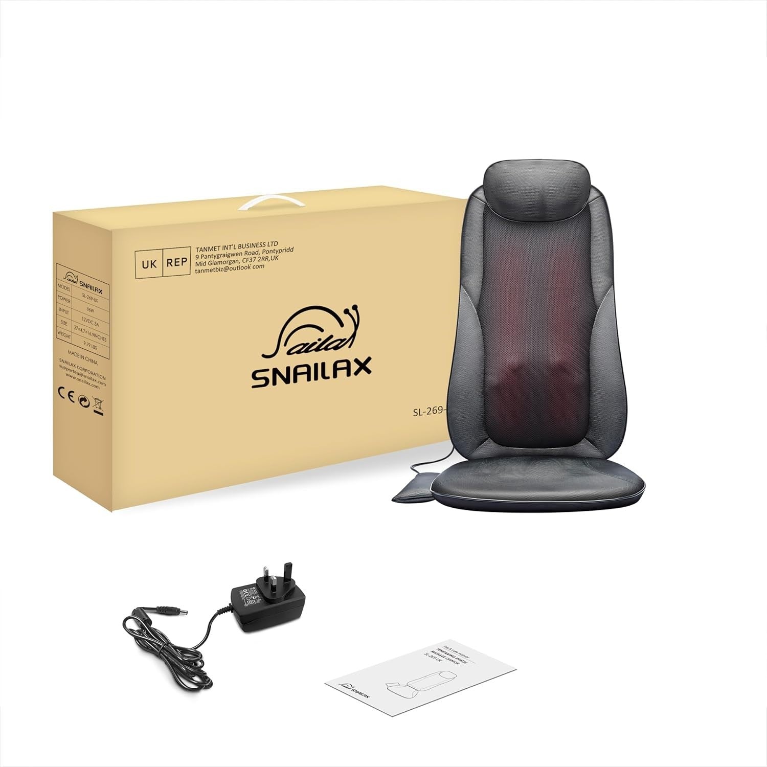 Heated Shiatsu Back Massager Chair Pad Deep Kneading for Pain Relief